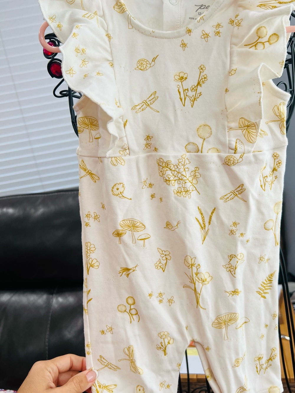Baby One-Piece Bodysuit with Yellow Nature Print